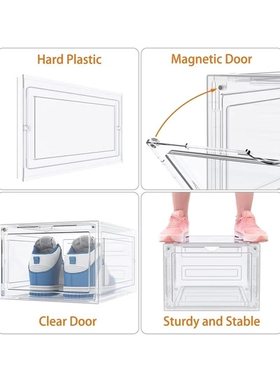Eworld Set of 6 Clear Plastic Stackable Shoe Storage Boxes -5
