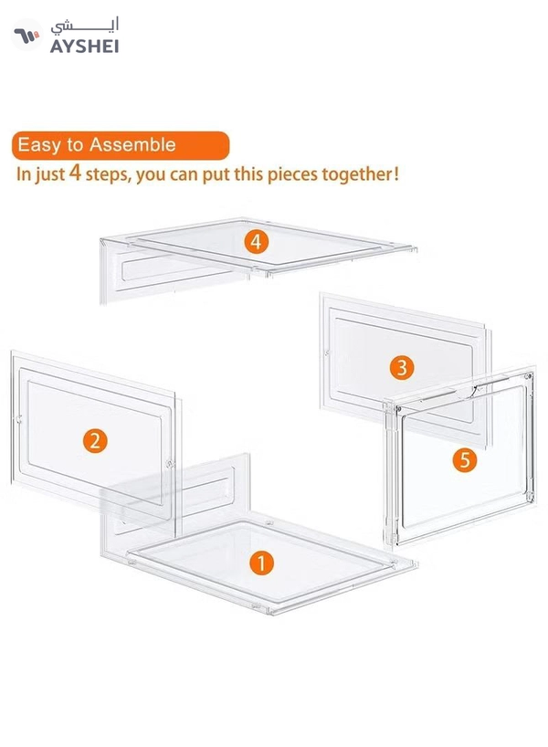 Eworld Set of 6 Clear Plastic Stackable Shoe Storage Boxes