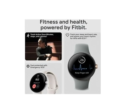 Google Pixel Android Smartwatch With Fitbit Activity Tracking Heart Rate Stainless Steel Case -1
