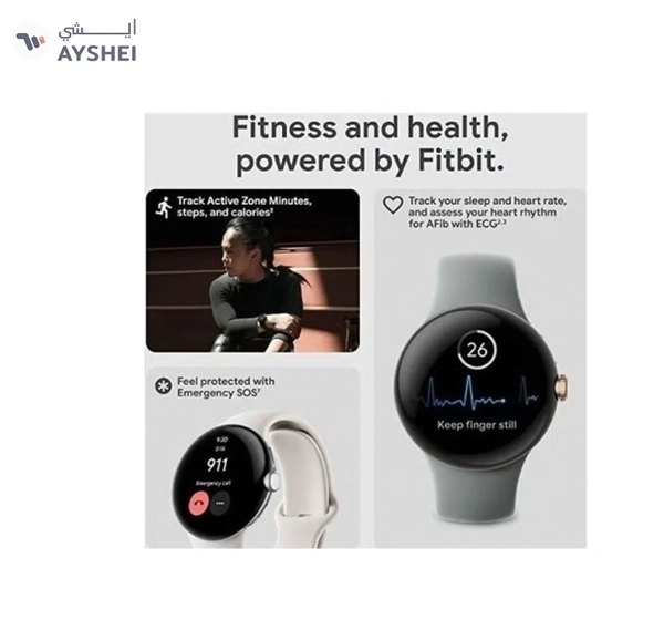 Google Pixel Android Smartwatch With Fitbit Activity Tracking Heart Rate Stainless Steel Case 