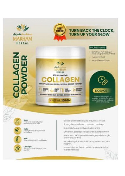 MARHAM HERBAL 100% Pure Fish Collagen With Hyaluronic Acid & Natural Berries Extract -6
