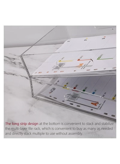 Eworld 2-Pack Acrylic Vertical Paper Trays with Handle Design-3