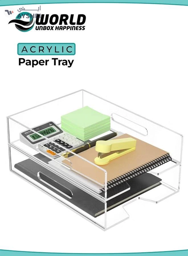 Eworld 2-Pack Acrylic Vertical Paper Trays with Handle Design