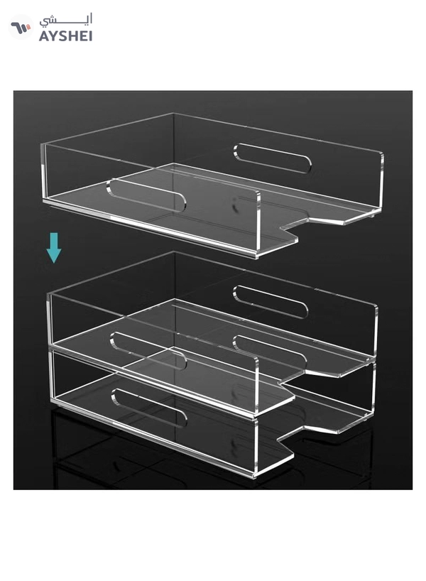 Eworld 2-Pack Acrylic Vertical Paper Trays with Handle Design