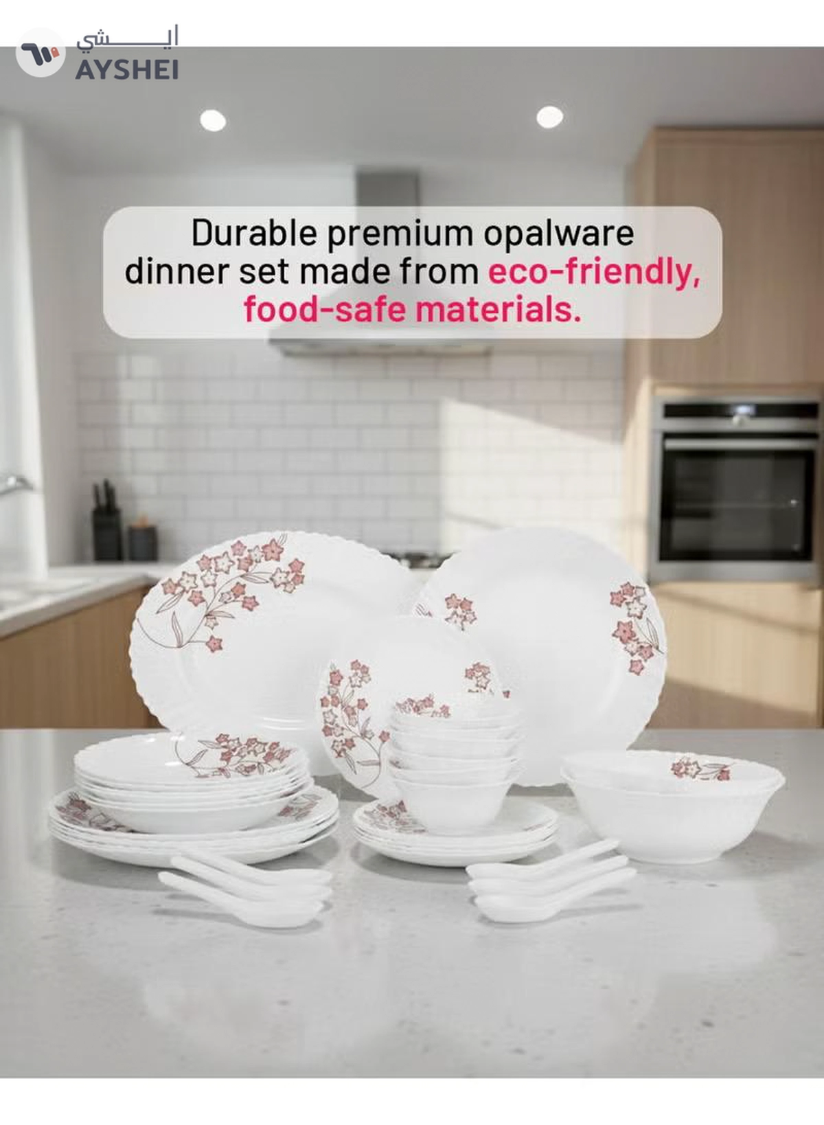 DELCASA 33 Pieces Opalware Dinner Set-8-8