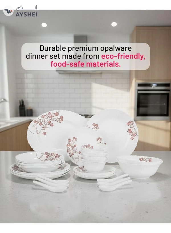 DELCASA 33 Pieces Opalware Dinner Set