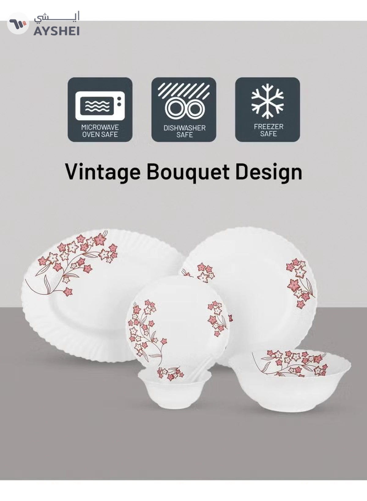 DELCASA 33 Pieces Opalware Dinner Set-5-5