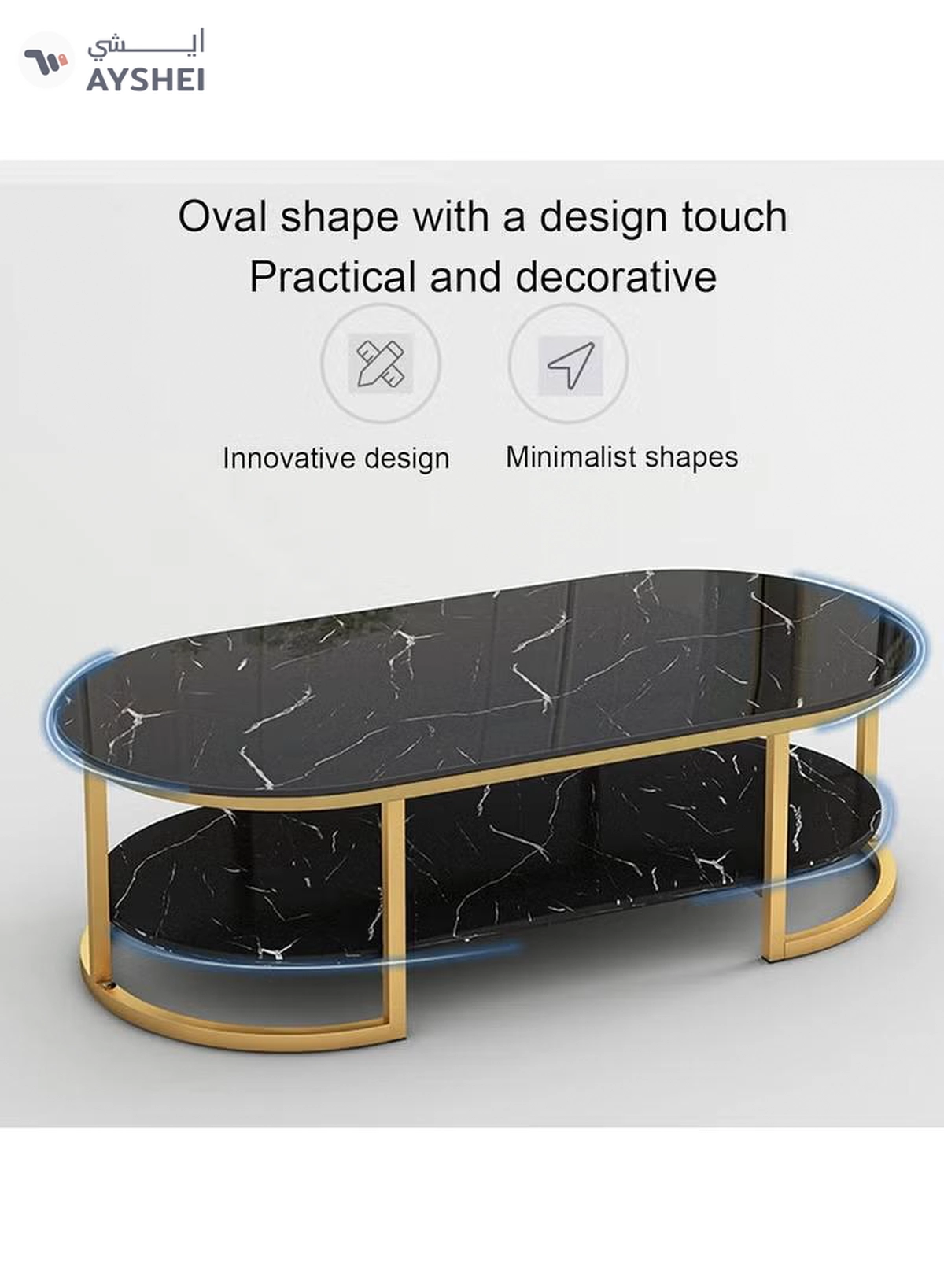 DubaiGallery Home Sofa Table, 100CM Wooden Side Table Large Area Center Coffee Table Apartment Office Reception Room Reception Table-1-1