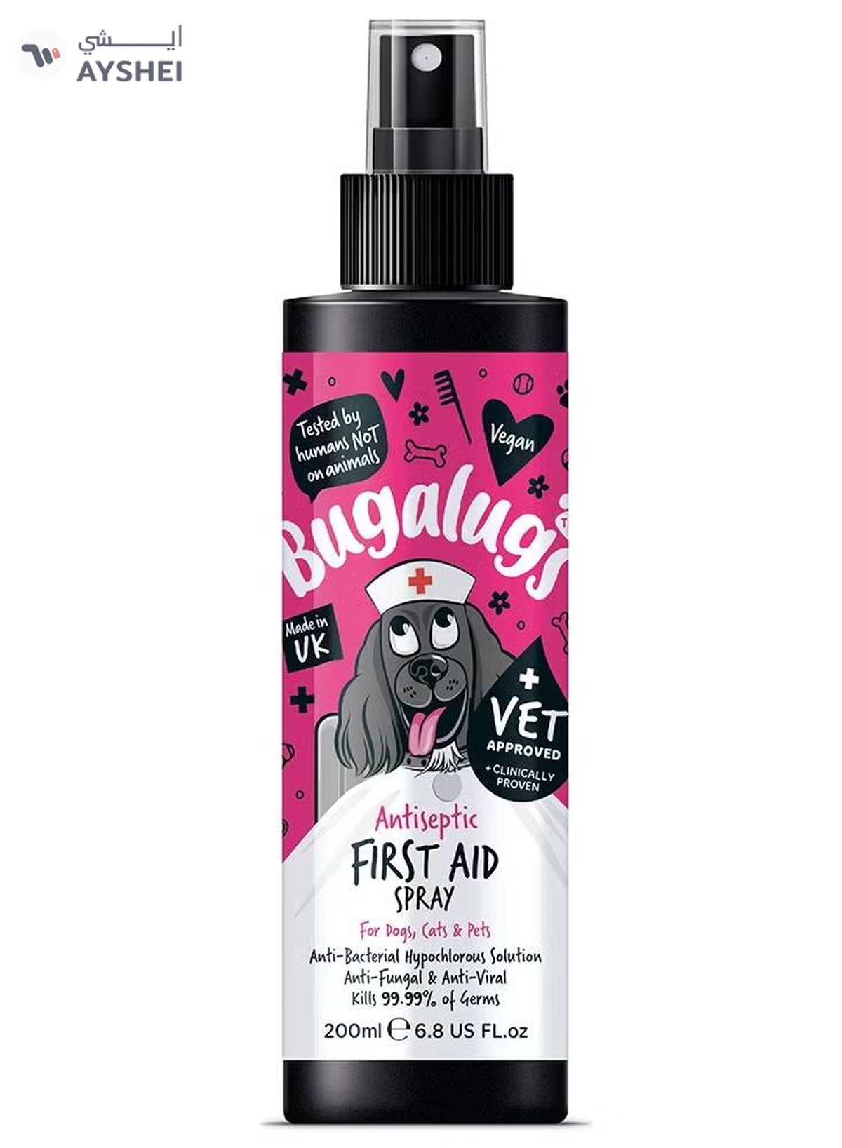 BUGALUGS Antiseptic First Aid Spray 200ml (6.8 Fl Oz)