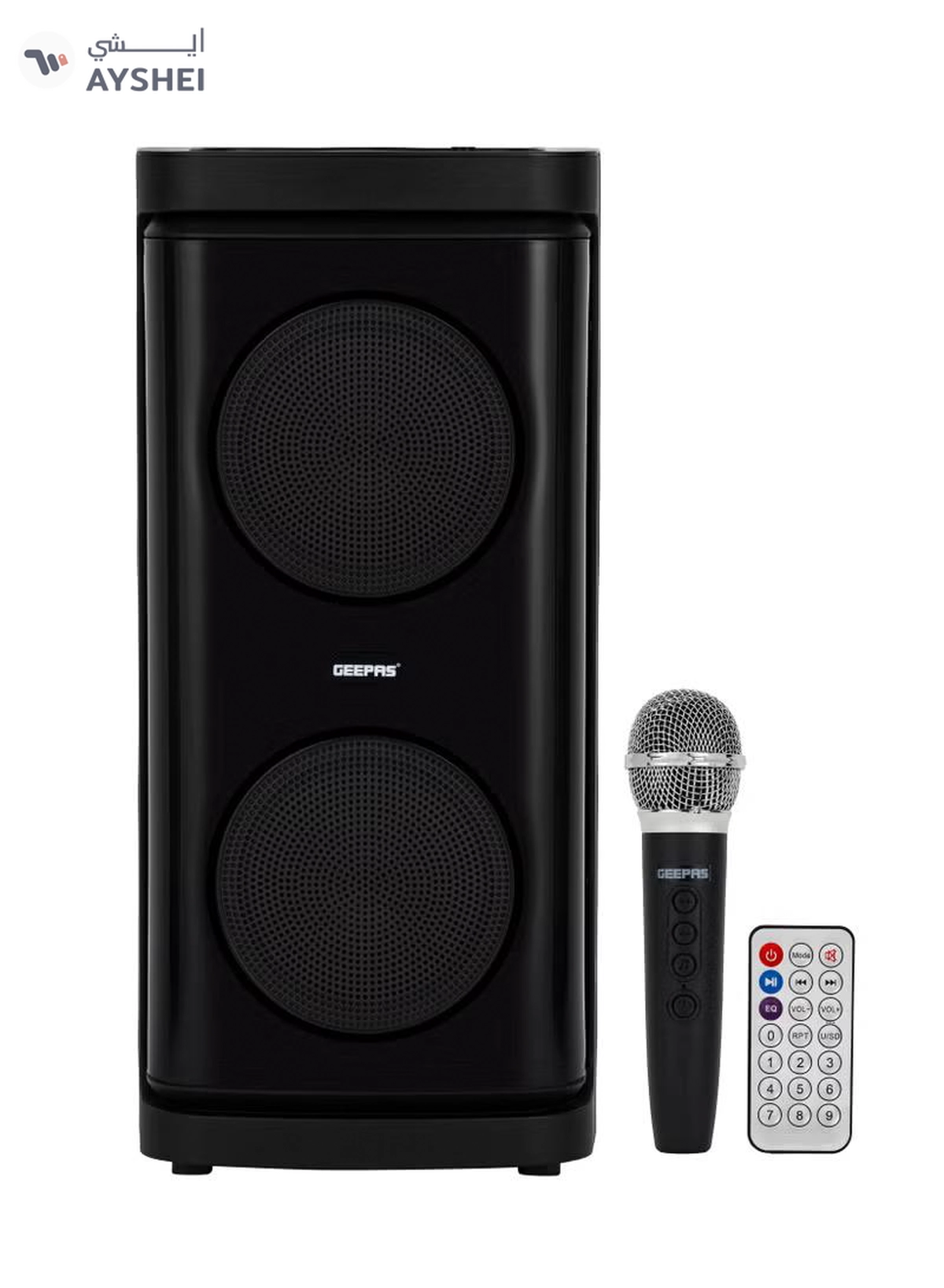 GEEPAS Rechargeable Portable Speaker| RGB Light, USB Input, TF, TWS, FM Radio, VHF Microphone, Bluetooth| 20000 W PMPO Speakers Unit, with Remote Control | Perfect for Parties, Events, Home Entertainment| 2 Years Warranty GMS11193 Black-1-1