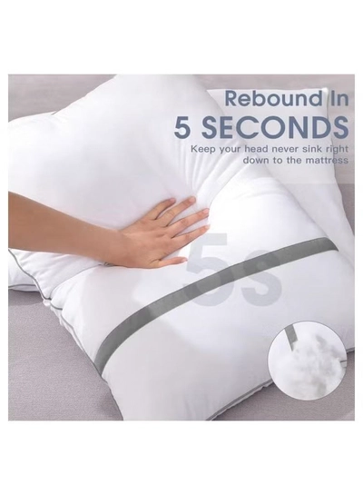 Eworld Set of 2 White Cotton Pillows with Plush Polyester Filling and 144 Thread Count-5