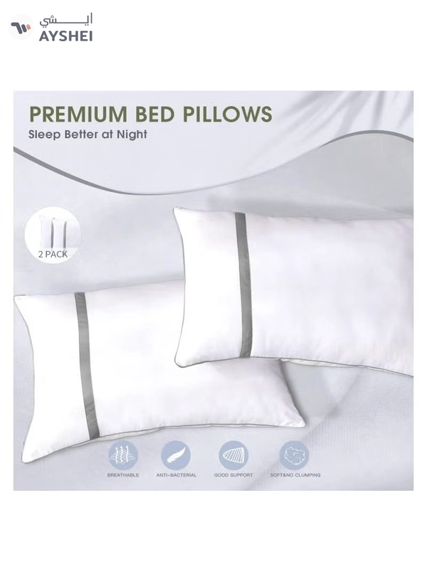 Eworld Set of 2 White Cotton Pillows with Plush Polyester Filling and 144 Thread Count