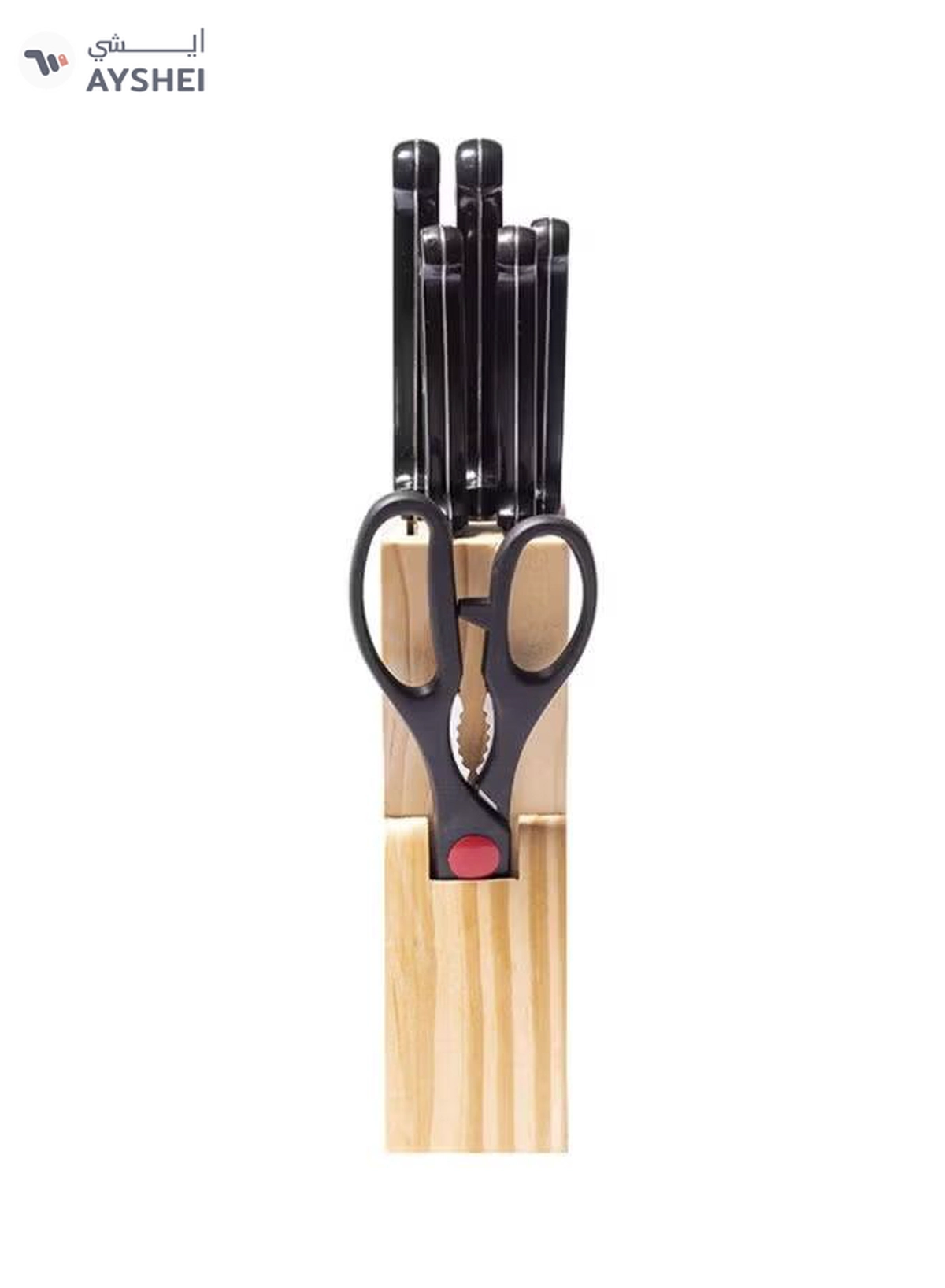 DELCASA 7-Piece Caliber Cutlery Set With Stand Brown/Black Chef Knife 1x7.5, Carving Knife 1x7-2-2