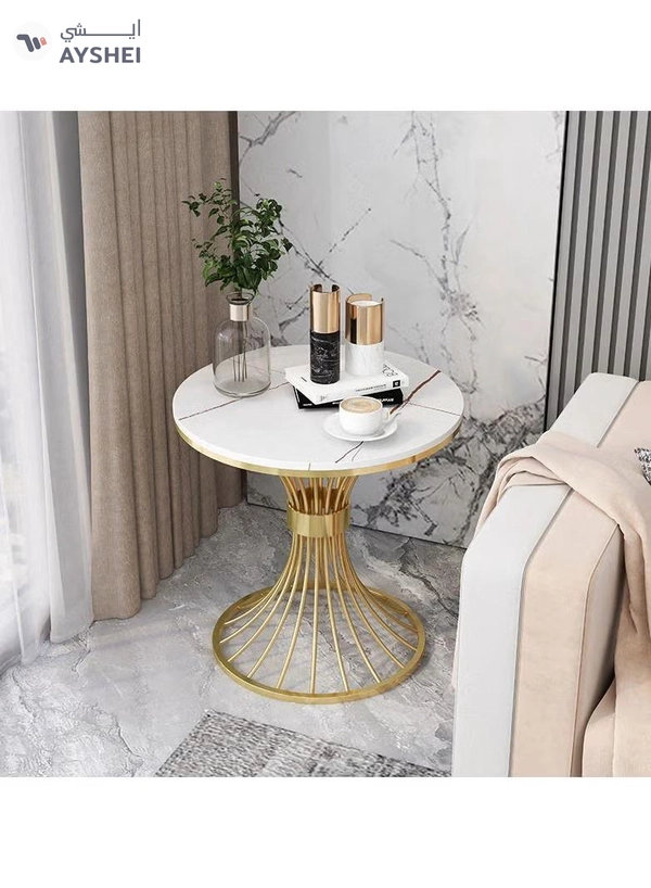 Nordic marble round side table living room furniture sofa corner small tables balcony luxury coffee table