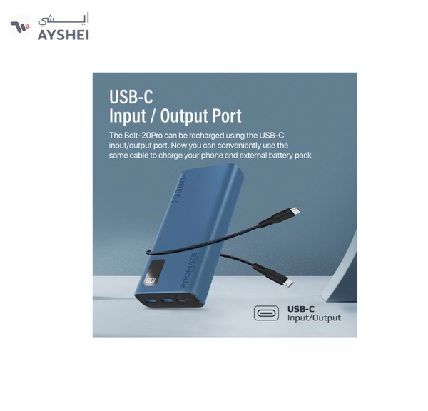 PROMATE 20000 mAh Universal Ultra-Slim iPhone 16 Power Bank, Portable Charger With 10W USB-C 