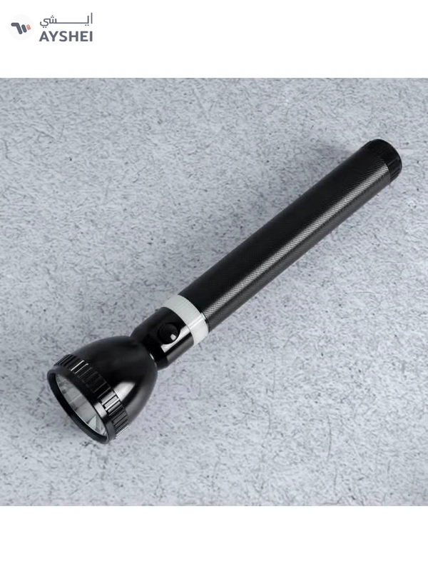 GEEPAS Rechargeable LED Flashlight 357MM| Aluminum Body Hyper Bright 10W T6 LED | Charge 1500 Times, 6 Hours Continuous Working with 6000mAh Rechargeable Battery| GFL3858 Black/White