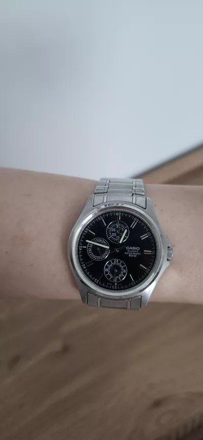 Casio Multi-Dial Stainless Steel Watch (MTP-1246) Silver with Black Dial / Unisex-1