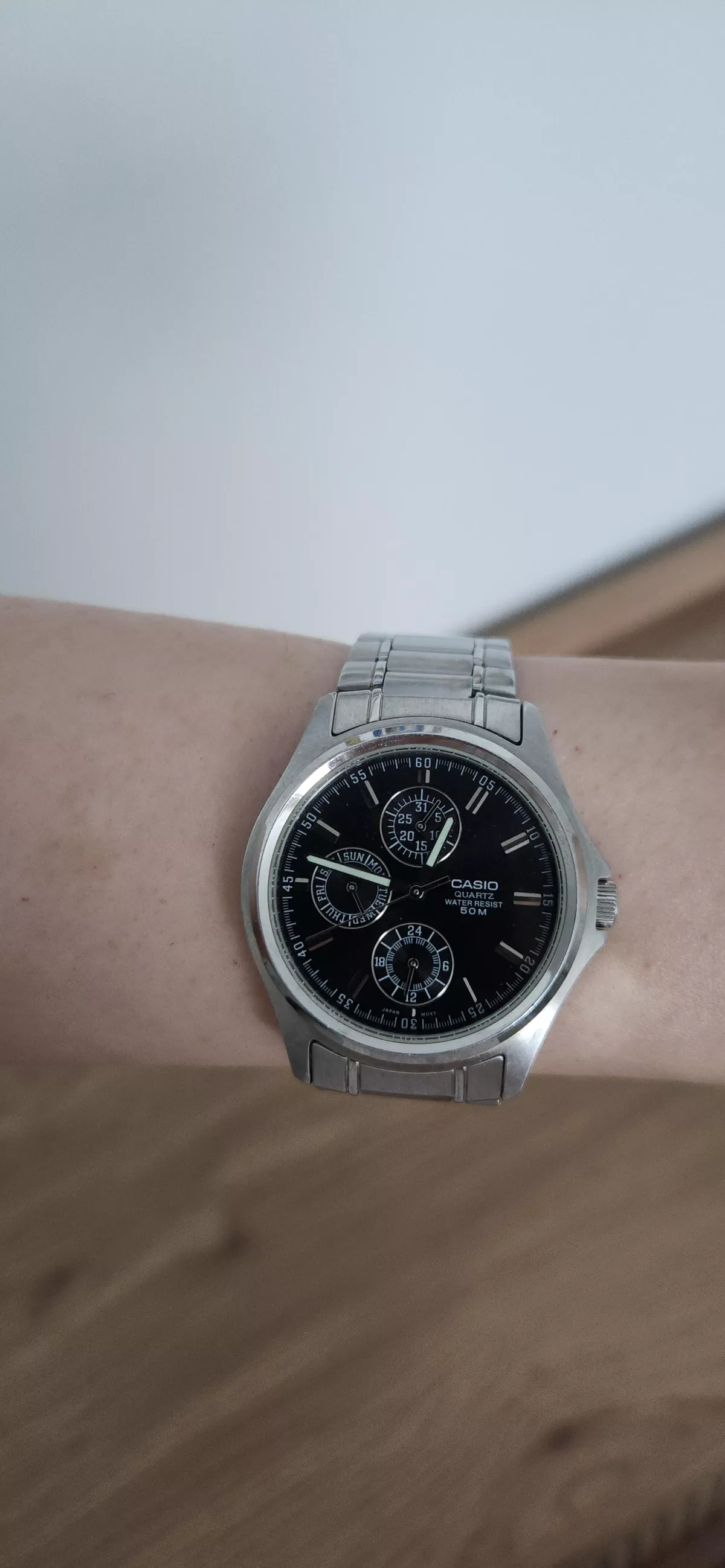 Casio Multi-Dial Stainless Steel Watch (MTP-1246) Silver with Black Dial / Unisex