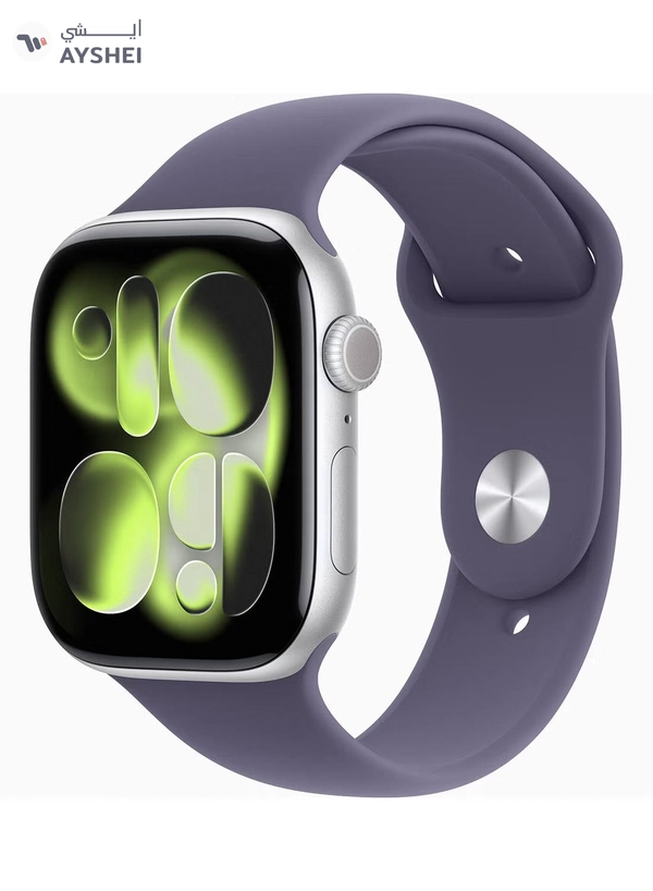 Apple Watch Series 11 GPS 46mm (TDRA Version) Silver Aluminium Case With Purple Fog Sport Band - S/M