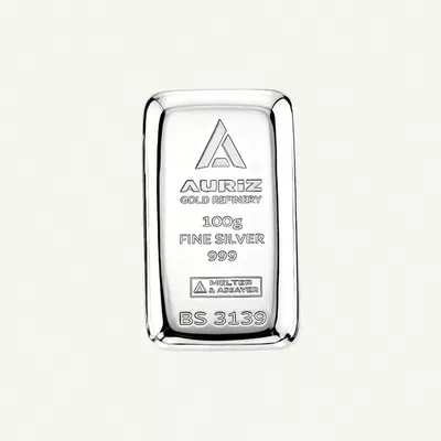 Auriz Minting 100GM Pure Silver Bar 999 - 100 Grams-0
