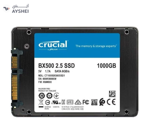 crucial BX500 SATA 2.5" Internal SSD, 1TB Capacity, 540 Mb/s Sequential Read
