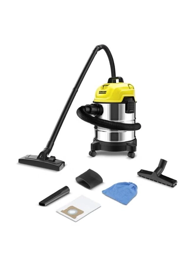 KARCHER WD 1 s Classic Wet And Dry Vacuum Cleaner, 18L Stainless Steel Tank, 1300W, Blower Function 200 W 10983240-0