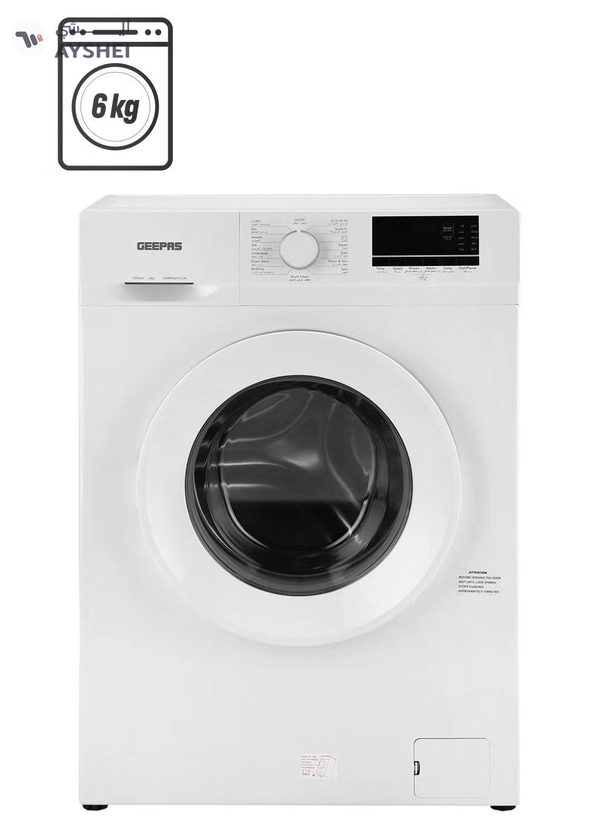 GEEPAS 6 KG Front Load Fully Automatic Smart Washing Machine| With Drum Cleaning Function, Smart Weight Function, Stainless Steel Drum, Steam Function, Quick Wash| Child Lock 6 kg 6 kg GWMF6210LCR White