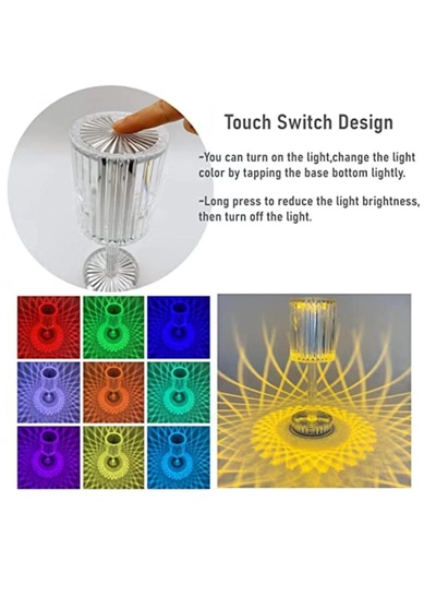 Yuwell 16 Colors RGB Crystal Table Lamp Diamond Lamp Multi-Color Remote Control Touch Table Light USB Charging Romantic Acrylic LED Night Light Modern Home Decoration-6