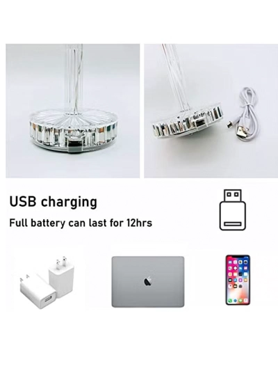 Yuwell 16 Colors RGB Crystal Table Lamp Diamond Lamp Multi-Color Remote Control Touch Table Light USB Charging Romantic Acrylic LED Night Light Modern Home Decoration-1