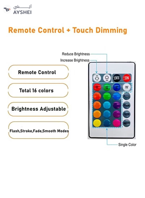 Yuwell 16 Colors RGB Crystal Table Lamp Diamond Lamp Multi-Color Remote Control Touch Table Light USB Charging Romantic Acrylic LED Night Light Modern Home Decoration