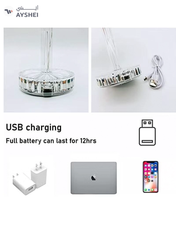 Yuwell 16 Colors RGB Crystal Table Lamp Diamond Lamp Multi-Color Remote Control Touch Table Light USB Charging Romantic Acrylic LED Night Light Modern Home Decoration