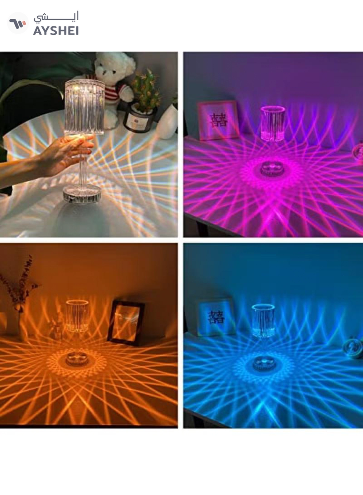 Yuwell 16 Colors RGB Crystal Table Lamp Diamond Lamp Multi-Color Remote Control Touch Table Light USB Charging Romantic Acrylic LED Night Light Modern Home Decoration-5-5