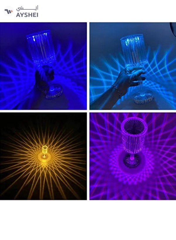 Yuwell 16 Colors RGB Crystal Table Lamp Diamond Lamp Multi-Color Remote Control Touch Table Light USB Charging Romantic Acrylic LED Night Light Modern Home Decoration
