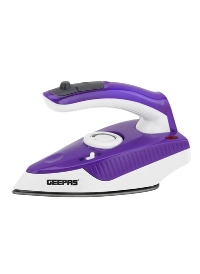 GEEPAS Travel Steam Iron with Foldable Handle - Non-Stick Coating Plate & Adjustable Thermostat Control | Steam Shot, Transparent Water Tank, Durable Material | 2 Years Warranty 1000 W GSI7806 White/Purple-0