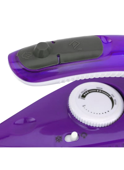 GEEPAS Travel Steam Iron with Foldable Handle - Non-Stick Coating Plate & Adjustable Thermostat Control | Steam Shot, Transparent Water Tank, Durable Material | 2 Years Warranty 1000 W GSI7806 White/Purple-1