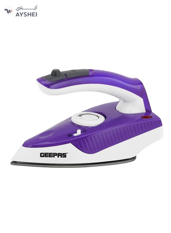 GEEPAS Travel Steam Iron with Foldable Handle - Non-Stick Coating Plate & Adjustable Thermostat Control | Steam Shot, Transparent Water Tank, Durable Material | 2 Years Warranty 1000 W GSI7806 White/Purple
