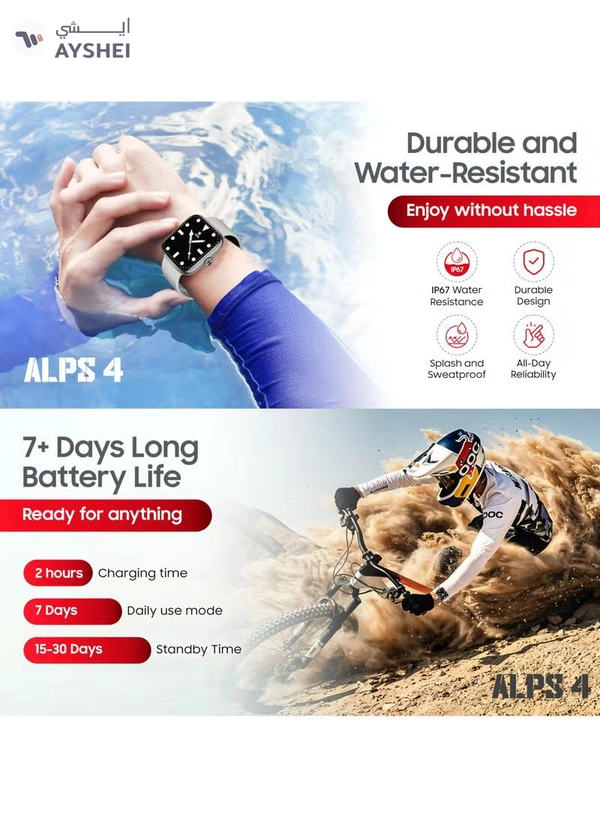 Swiss Military ALPS4 – Advanced Smartwatch with AMOLED Screen, Call Function, Fitness Tracker, Wireless Charging & 7-Day Battery - Gray