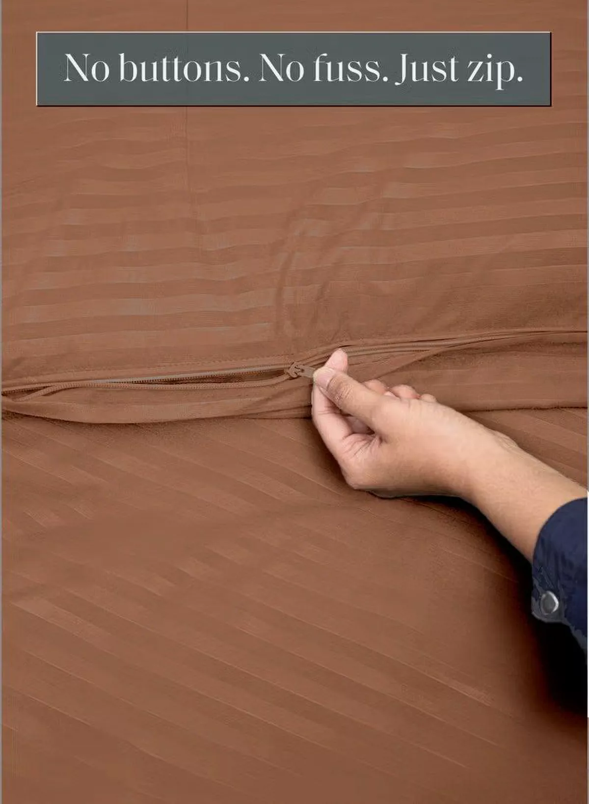 Premium Striped Duvet Set All Season – 6-Pieces Set Brown | King Size 220x240 cm | Ultra-Soft, Wrinkle-Resistant & Made in Dubai | Includes Duvet Cover, Fitted Sheet (200x200 cm) & 4 Pillowcases (50x70 cm)-4-4