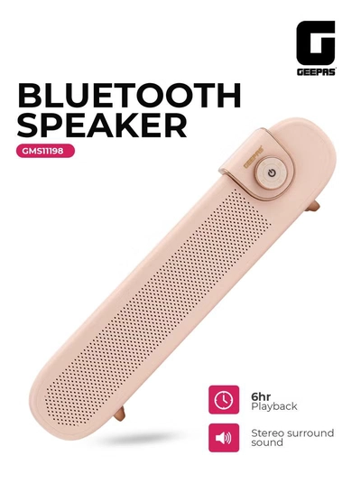 GEEPAS Portable Stylish Bluetooth Speaker | 6 Hours Playtime, Stereo Surround Sound, TF/USB/AUX Support | Type-C Charging, Compact Design GMS11198 | Pink pink-0