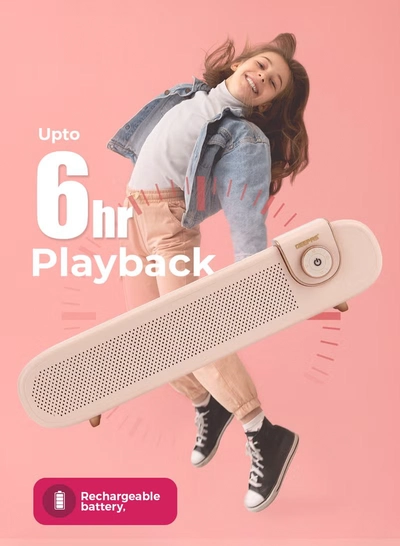 GEEPAS Portable Stylish Bluetooth Speaker | 6 Hours Playtime, Stereo Surround Sound, TF/USB/AUX Support | Type-C Charging, Compact Design GMS11198 | Pink pink-5
