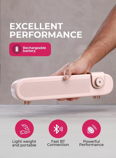 GEEPAS Portable Stylish Bluetooth Speaker | 6 Hours Playtime, Stereo Surround Sound, TF/USB/AUX Support | Type-C Charging, Compact Design GMS11198 | Pink pink-4