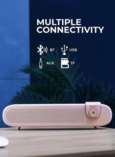 GEEPAS Portable Stylish Bluetooth Speaker | 6 Hours Playtime, Stereo Surround Sound, TF/USB/AUX Support | Type-C Charging, Compact Design GMS11198 | Pink pink-6