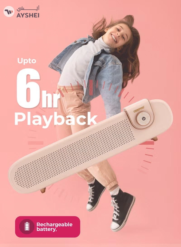 GEEPAS Portable Stylish Bluetooth Speaker | 6 Hours Playtime, Stereo Surround Sound, TF/USB/AUX Support | Type-C Charging, Compact Design GMS11198 | Pink pink
