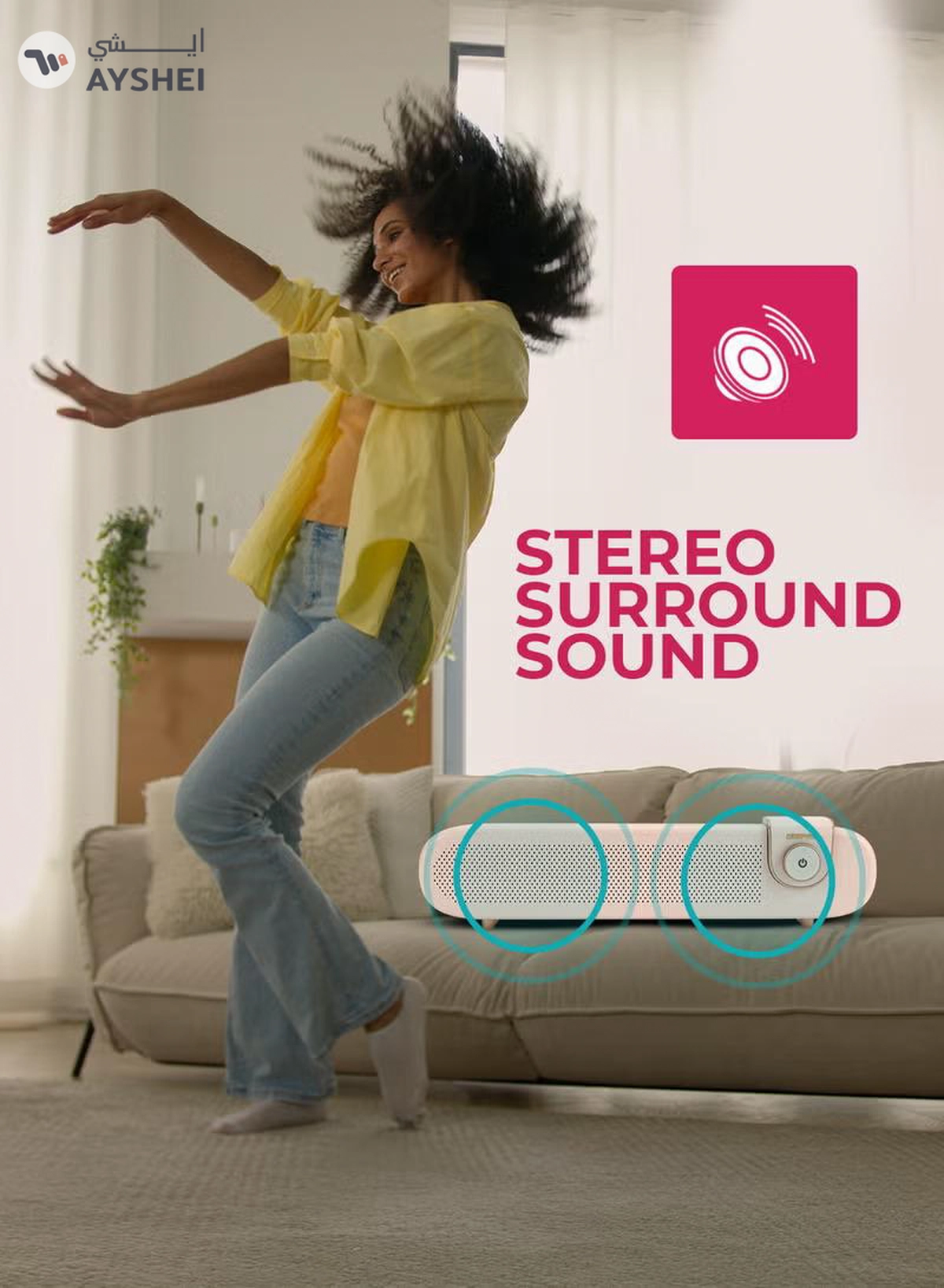 GEEPAS Portable Stylish Bluetooth Speaker | 6 Hours Playtime, Stereo Surround Sound, TF/USB/AUX Support | Type-C Charging, Compact Design GMS11198 | Pink pink-3-3