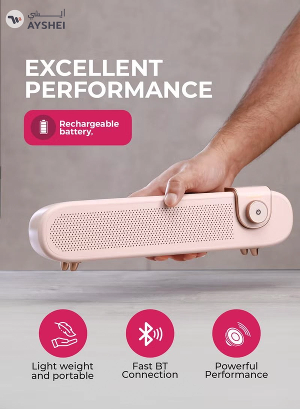 GEEPAS Portable Stylish Bluetooth Speaker | 6 Hours Playtime, Stereo Surround Sound, TF/USB/AUX Support | Type-C Charging, Compact Design GMS11198 | Pink pink