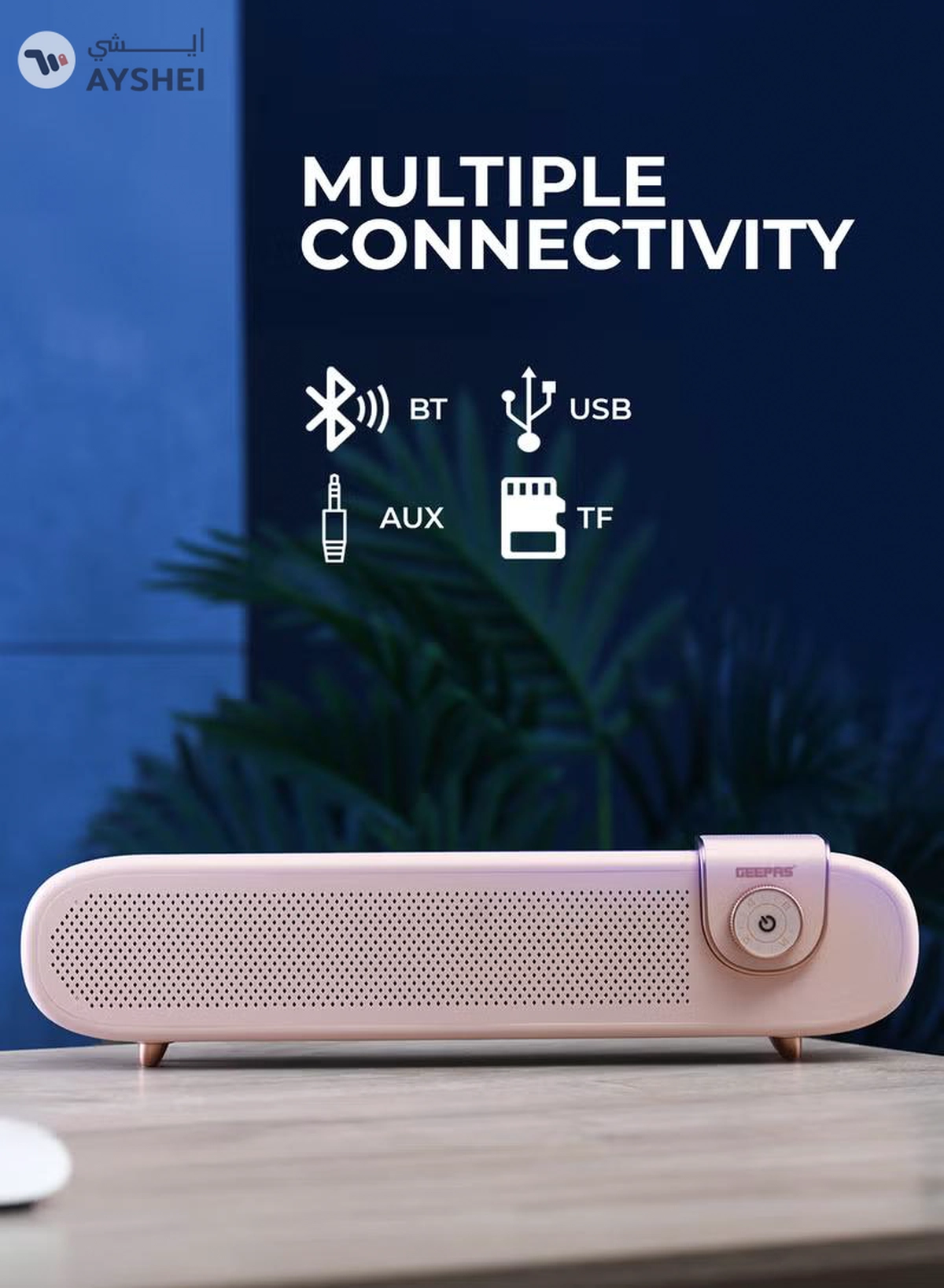 GEEPAS Portable Stylish Bluetooth Speaker | 6 Hours Playtime, Stereo Surround Sound, TF/USB/AUX Support | Type-C Charging, Compact Design GMS11198 | Pink pink-6-6