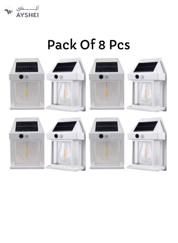 Yuwell Pack Of 8 Pcs Solar Outdoor Light Solar Motion Sensor Security Lights With 3 Lighting Modes Wireless Solar Wall Lights Waterproof Solar Light Bulb Lights For Garden Home And Garage Use White