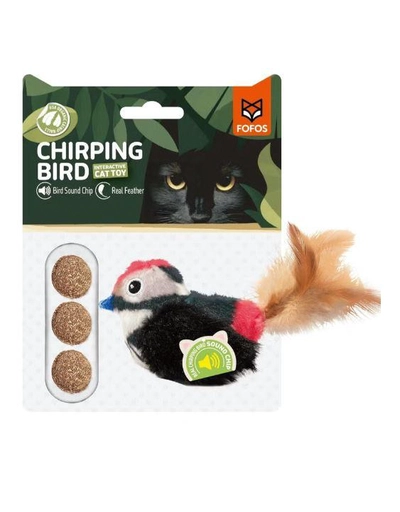 Fofos sound chip black bird with catnip balls cat toy-0