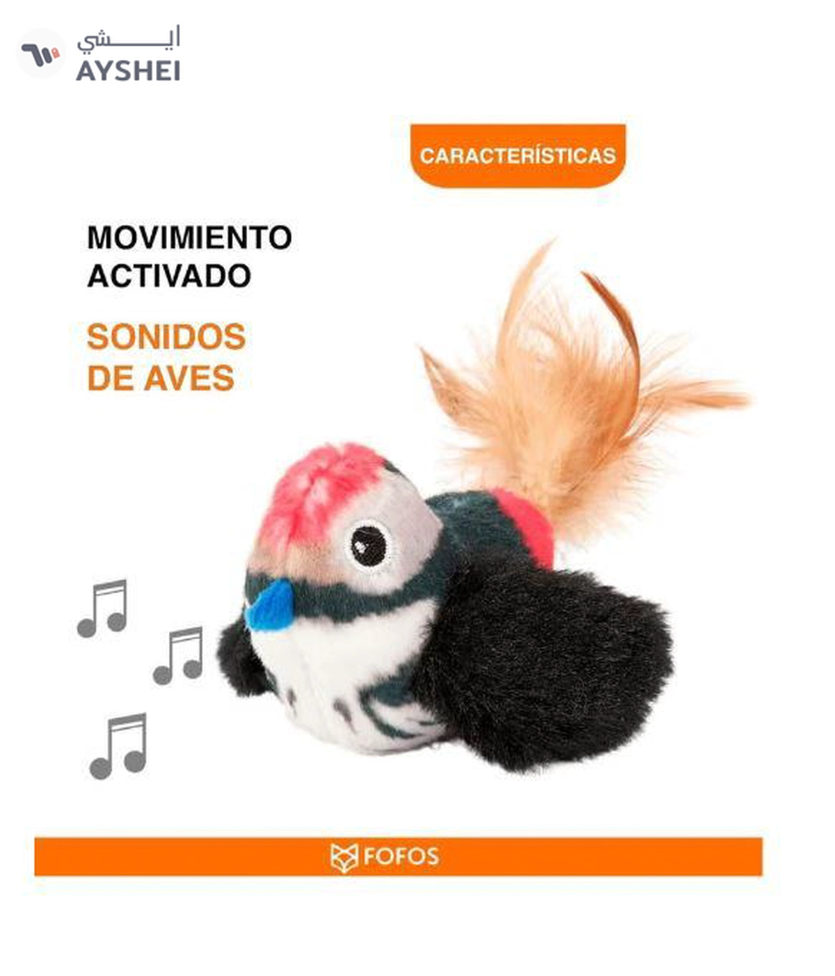 Fofos sound chip black bird with catnip balls cat toy-1-1