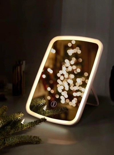 Glowudz makeup mirror with light, with touch screen, USB rechargeable tabletop , led brightness adjustable, white-5